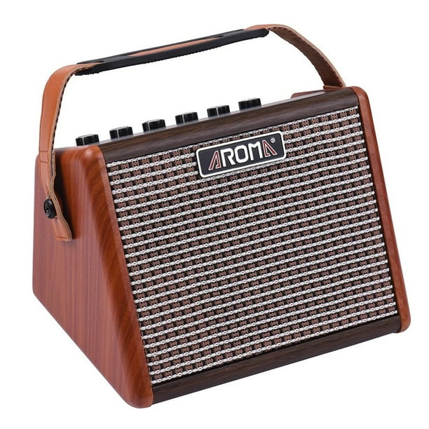 Amplificador de audio AROMA AG-15A 15W Amplificador de guitarra acústica portátil Amp BT Altavoz incorporado Batería recargable con interfaz de micrófono AROMA Amplificador de audio