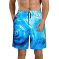 thumbnail image 2 of Uemuo Blue Shell Pattern Men's Swim Trunks Hawaiian Beach Bathing Suit Swimsuits Beach Quick-Dry Shorts with Pockets-Medium, 2 of 9