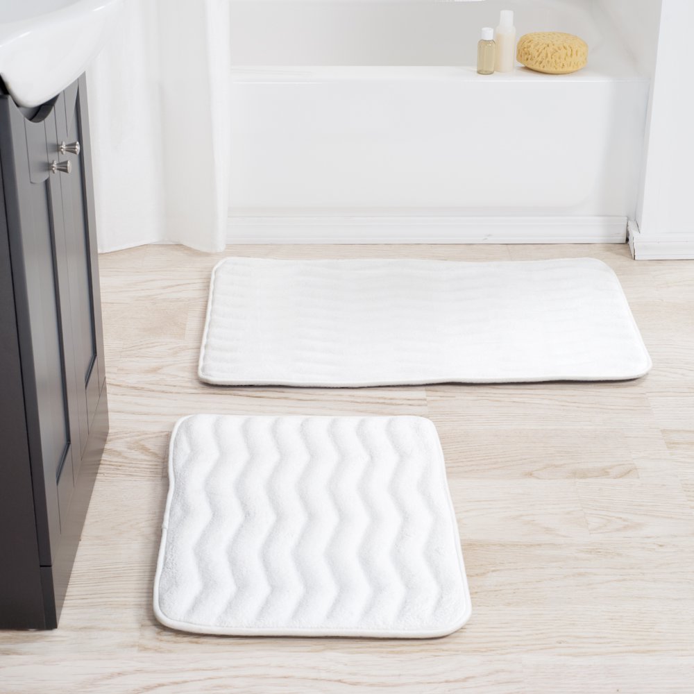 Somerset Home 2 Piece Memory Foam Bath Mat Set White