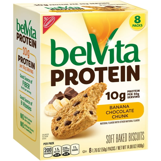belVita Soft Baked Banana Chocolate Chunk Protein Biscuits, 14.1 Oz