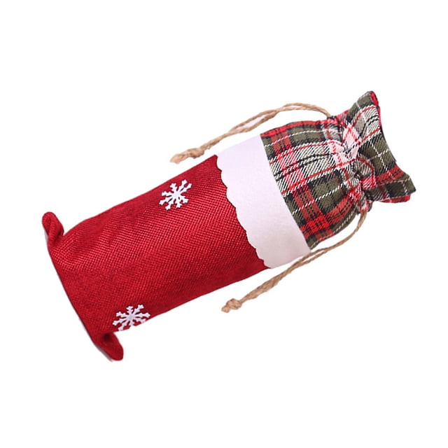 Kearding Copo de nieve cubierta de botella de vino Cordón de Navidad rejilla de encaje bolsa de champán hogar de comedor ropa fiesta Año Nuevo Kits de decoración para fiestas Tipo 2 Kearding HA068245-02