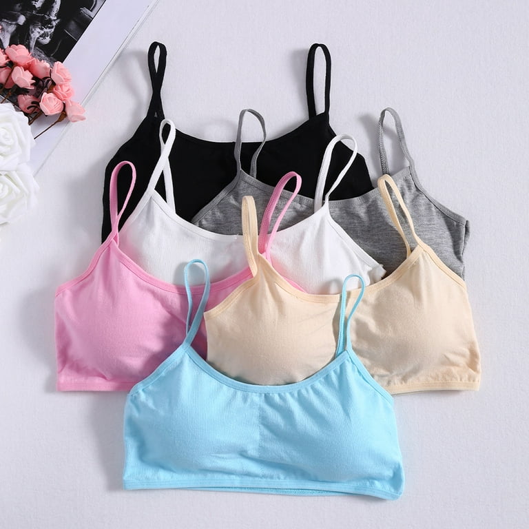 HGYCPP Young Girls Solid Soft Cotton Bra Puberty Teenage Breathable  Underwear Kid Cloth 
