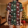thumbnail image 3 of asdoklhq Cotton Pajamas for Women Women Christmas Printed Stand Up Collar Pocket Short Sleeved Top Shorts Home Wear Pajama Set Red S, 3 of 6
