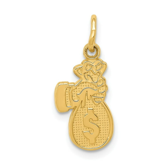 Real 14kt Yellow Gold Money Bag Charm Pendant; for Adults and Teens; for Women and Men