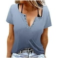 thumbnail image 1 of Liquidation! Hauts Grande Taille pour Femmes, Blouse à Manches Courtes d'Été pour Femmes, T-shirt à Manches Courtes Imprimé Boutonné Col Rond Blouses, 1 of 5