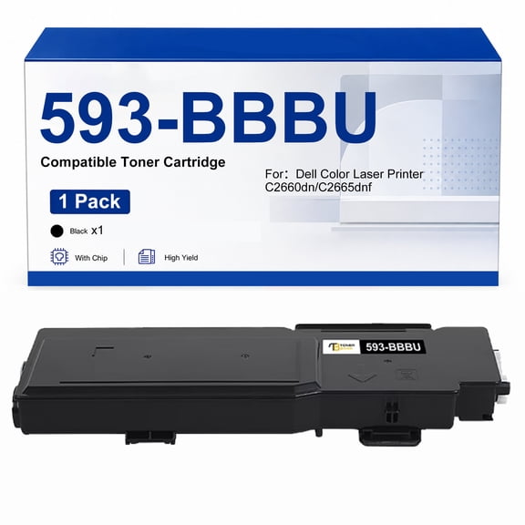 593-BBBU Black Toner Cartridge Compatible For Dell 593-BBBU Color C2660dn C2665dnf Printer(1 Pack)