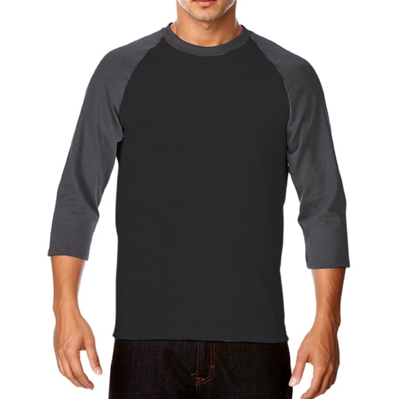 Krdevn Mens Shirts - Men's 3/4 Sleeve Baseball Shirt Casual Shirts Tee Raglan,Mens Fall Shirts,Color:Dark Gray,Size:3XL