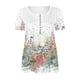 thumbnail image 4 of Blusas Umfun de manga corta para mujer, cuello en V, botones, camisa informal, blusa plisada estampada, blanca, talla M, 4 of 5