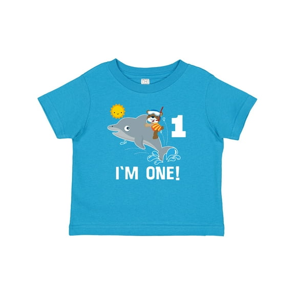 Inktastic First Birthday 1 Year Old Dolphin Boys or Girls Baby T-Shirt