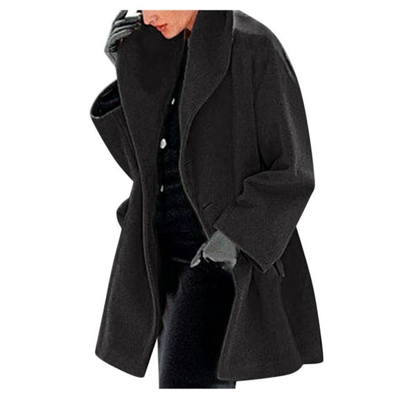 asdoklhq Coat for Women Clearance $2,Womens Winter Wool Coat Trench Jacket Ladies Warm Slim Long Overcoat Outwear