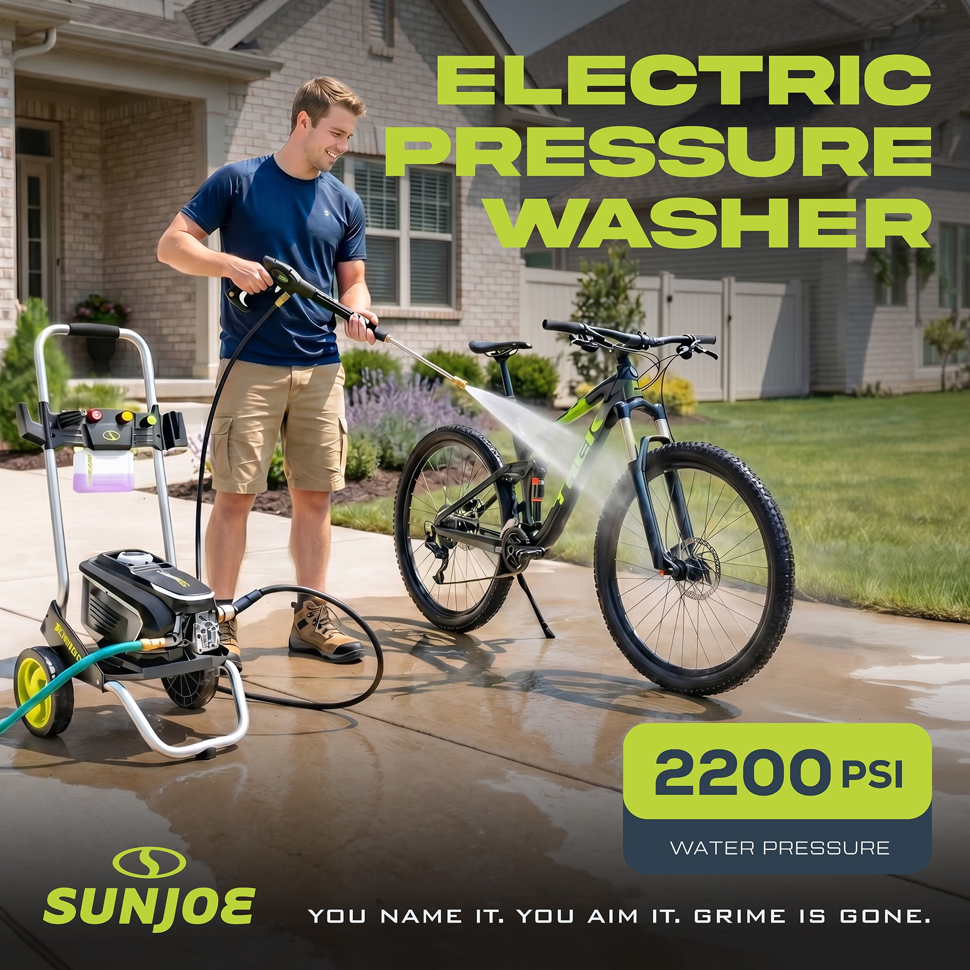 Sun Joe 2200 PSI Electric Pressure Washer with Foam Cannon and Nozzles, SPX7000-MAX