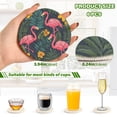 thumbnail image 2 of Yayeee 6 PCS Drink Coasters with Holder Set Woven Absorbent Round Tabletop Hot Pad, Yellow Floral Flamingo, 2 of 7