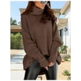 thumbnail image 3 of Autumn Winter Women's Casual Loose Knit Top Turtleneck Oversized Bat Sleeves Thick Pullover, 3 of 5