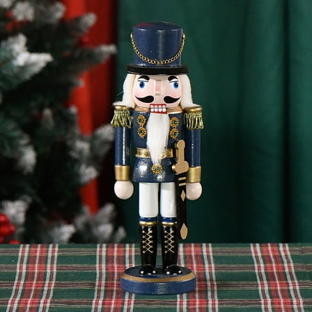 SWETRACE Nutcracker Figurine 1Pcs Blue Wood Figure Shape Traditional Soldier Decor For Christmas Celebration Home Decor