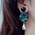 thumbnail image 4 of Pendientes para mujer, regalos para mujer, pendientes de flores, temperamento femenino, pendientes largos de cristal, pendientes, pendientes, 4 of 4