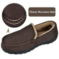 thumbnail image 3 of HOMEHOT Moccasins Slippers for Men Memory Foam House Slippers Bedroom Shoes Brown Size 10 Male Adult, 3 of 6