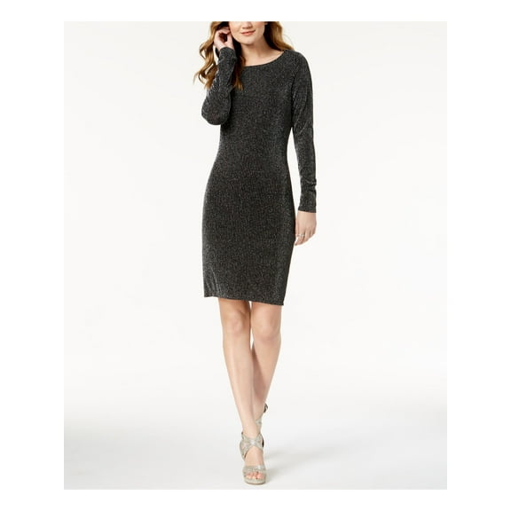 MICHAEL KORS $125 Womens New 1279 Black Long Sleeve Scoop Neck Dress XL B B