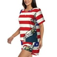 thumbnail image 2 of Lsque American Astronaut Runs Forward Women's Short-Sleeved Pajama Set - 2 Piece Soft and Lightweight Sleepwear Set-X-Large, 2 of 9