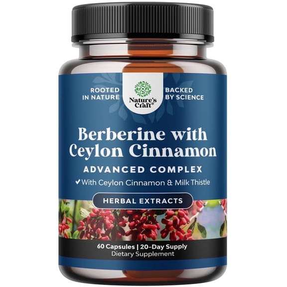 Balancing Berberine Plus 1200mg Per Serving Complex - Antioxidant Berberine with Ceylon Cinnamon Capsules Plus Silymarin Milk Thistle Extract - Active PK for Heart Health and Sugar Support 60 Capsule
