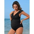 thumbnail image 4 of Asoul Ruffle Maternity Swimsuit One Piece V-Neck Pregnancy Bathing Suit Tie Kont Monokini Swimwear for Womens, 4 of 7