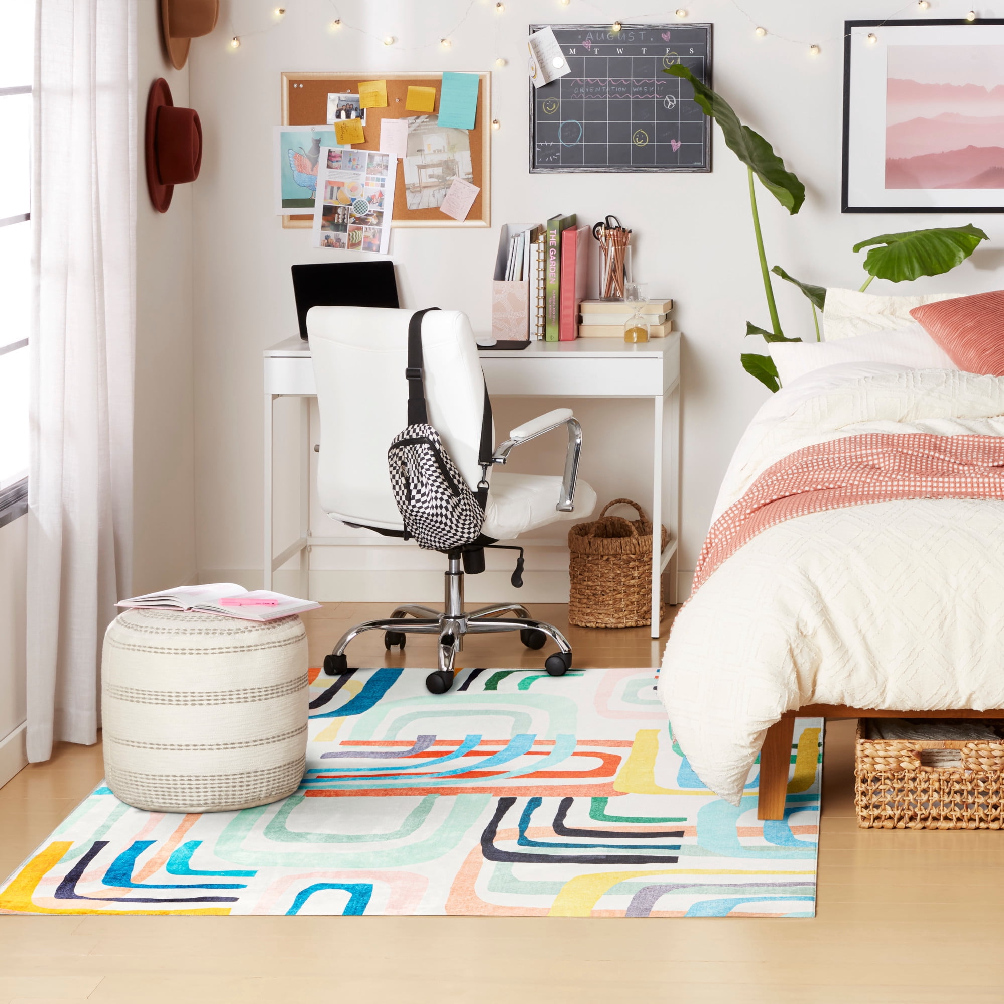 TOWN & COUNTRY PLAY Jovie Rainbow Party Kid's Washable Area Rug, Soft & Plush, Safe Non-Slip Backing, Bedroom Rug, Dorm Decor, Playroom & Classroom Rugs, Blue/Multi, 3'3"x5'2"