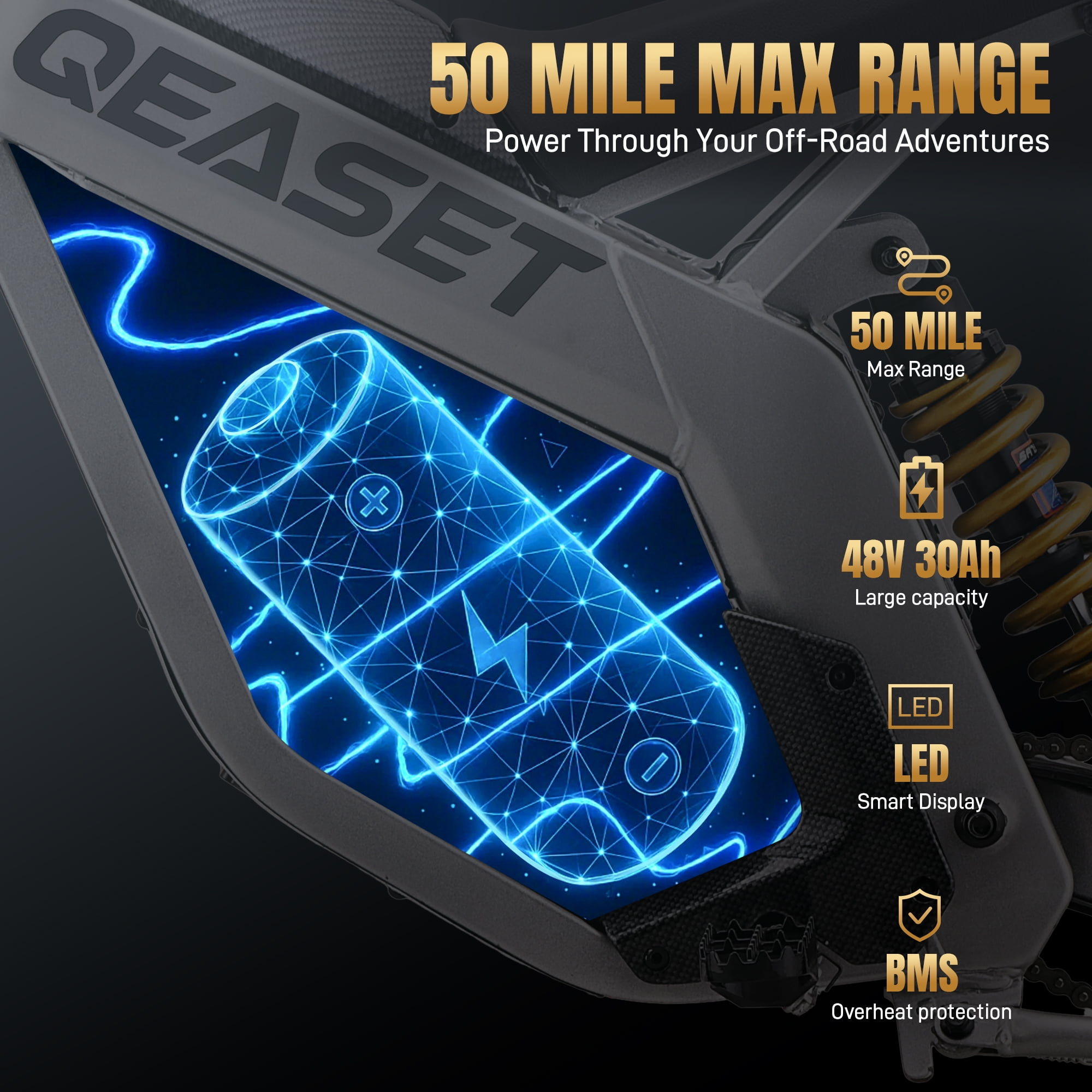 QEASET Electric Dirt Bike, 3000W (Peak Power) 48V, All Terrain Motorized Dirt Bikes, Cool Gifts, Black