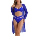 thumbnail image 1 of INSPIRE CHIC Conjuntos de bikini con tirantes cruzados ajustables para mujer, traje de baño de 3 piezas con acentos transpirables en azul real grande, 1 of 5
