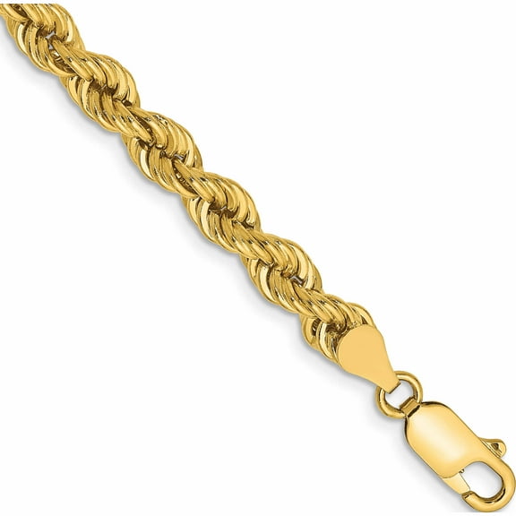 14K Yellow Gold 5mm Regular Rope Chain (7 X 5) Made In Peru 035s-7
