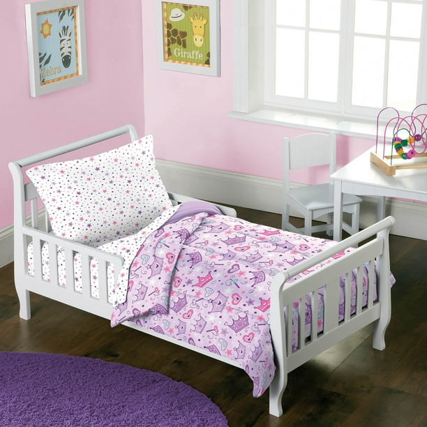 Dream Factory Stars & Crowns 4Piece Toddler Bed in a Bag Bedding Set