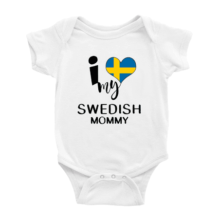 

I Heart My Swedish Mommy Sweden Love Flag Baby Bodysuit (White 6-12 Months)