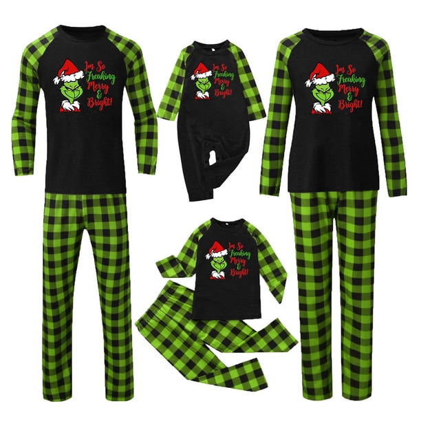 Pijamas navideños a juego Grinch - TKing Fashion 2024 Nuevos conjuntos de pijamas navideños familiares a juego Grinch, pijamas navideños navideños para parejas, adultos y niños, Mujer XL