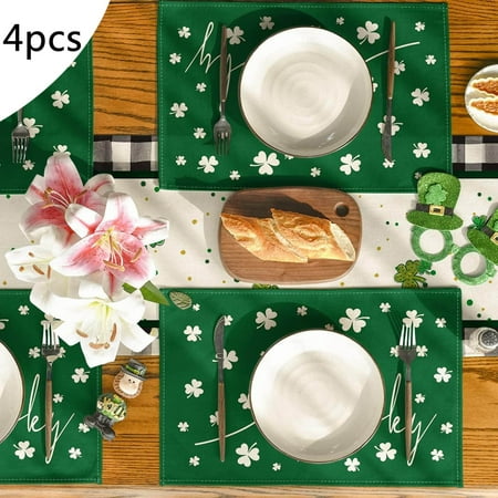 

Small Kitchen Table Set for 4 under 150 4PCS St. Patrick s Day Western Placemat Green Table Decoration Non Heat Insulation Linen Placemat round Dining Table for 2 Set round Glass Dining Room Table Set