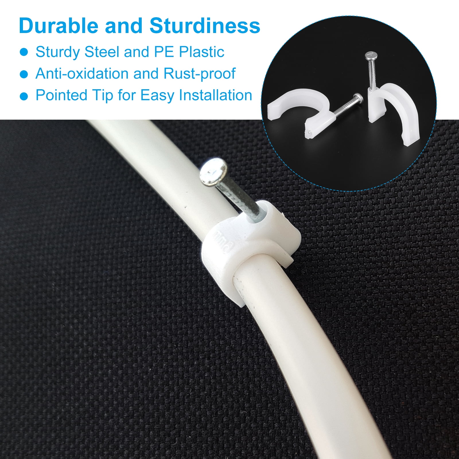 Uxcell 20mm Half Clamp J-Hook with Nail, 140Pcs Pex Pipe Fixture Support Holder, White