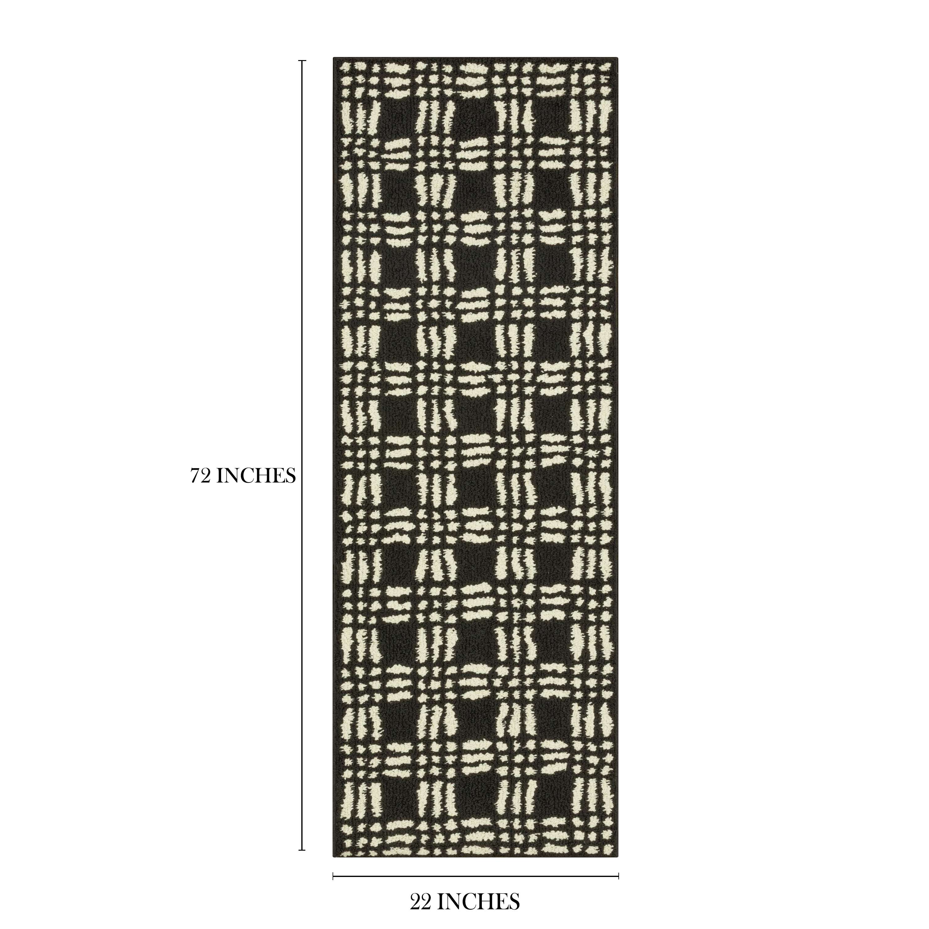 Mainstays Transitional Grid Plaid Black Indoor Runner Rug, 2' x 6'