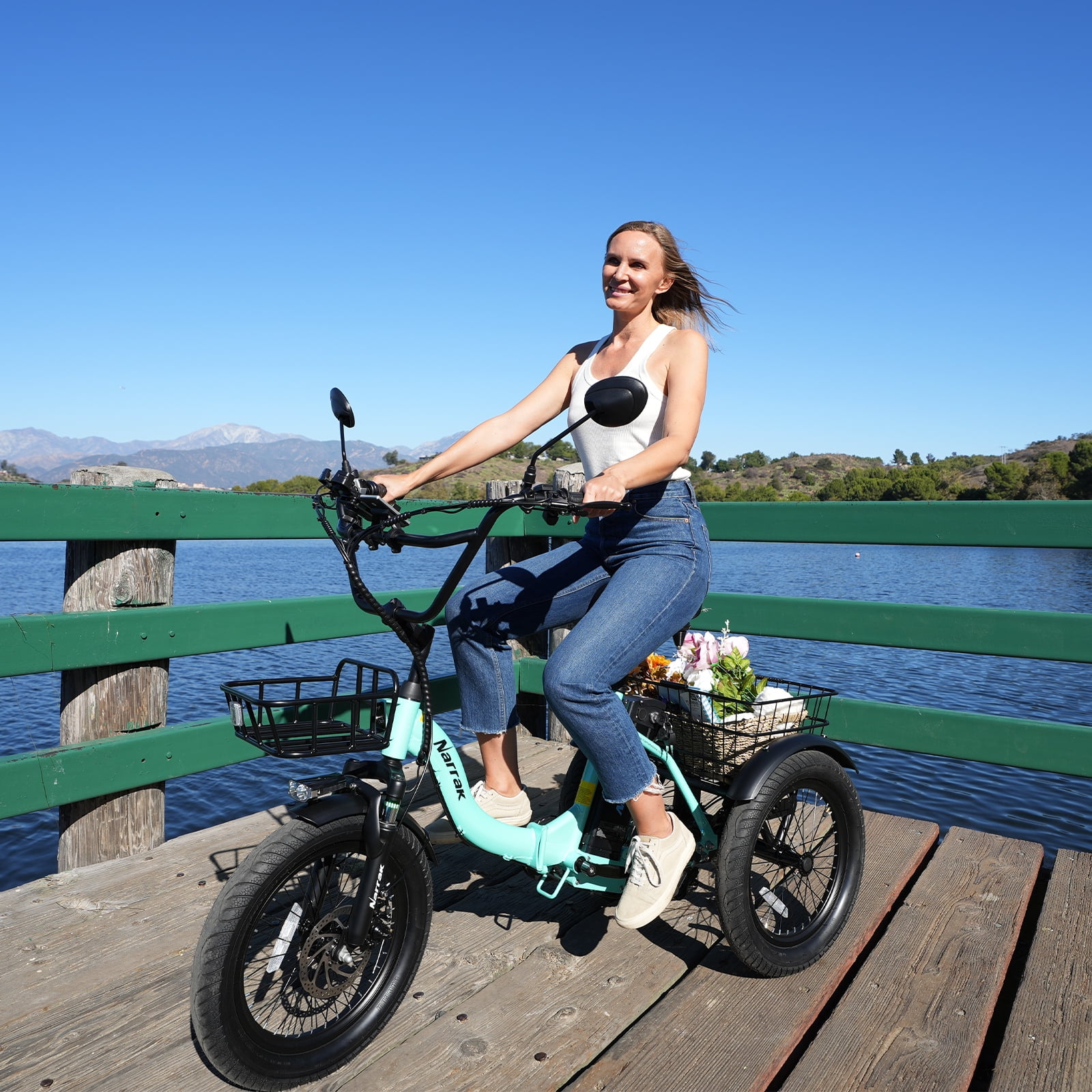 Electric Tricycle for Adults, Fat Tire Folding Trike, Peak 700W Step-Thru Etrike with Removable Battery and Large Basket