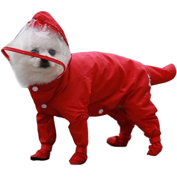 Cute Puppy Dog Raincoat, Puppy Raincoats With Hat Four-legged Waterproof All-inclusive, Dog Rain Poncho Dog Rain Boots