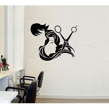 Hair Salon Man/Lady with Sheers ~ Hair Cutting Salon: Wall Decal 20