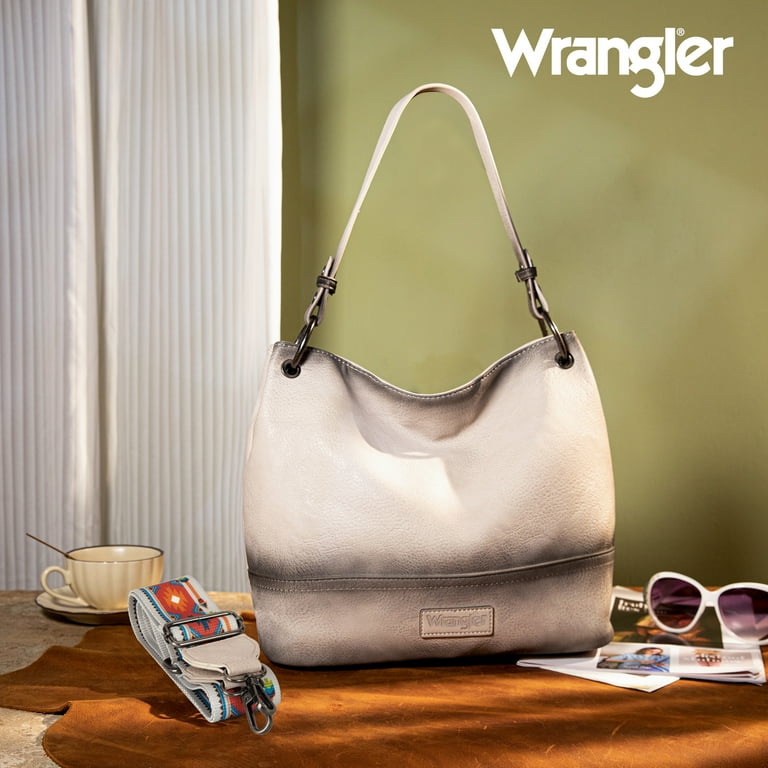 Wrangler Hobo Bags for Women Leather Tote Bag Shoulder Bag Top Handle Satchel Purses and Handbags With Strap Distressed Beige Walmart