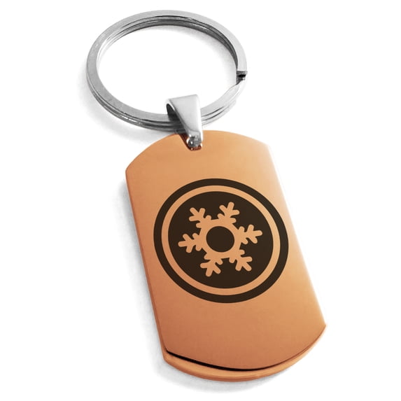 Stainless Steel Ice Element Rune Engraved Dog Tag Keychain Keyring