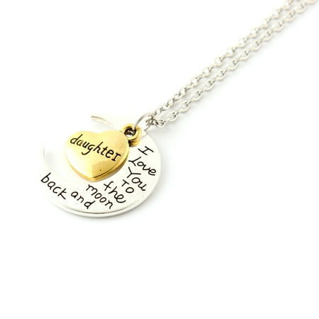Black Mom Necklace Fashion Jewelry I Love You Family Mom Birthday Gift Pendant Necklace for Women Girl - Daughter ()