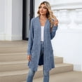 thumbnail image 5 of Women'S Fall Fashion Light-Weight Soft Knit Cardigan Long Sleeve Open Front Coat with Pockets Colorful Blue L, 5 of 9