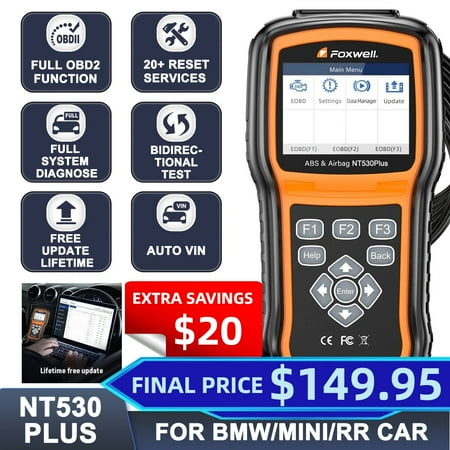 FOXWELL NT530 for BMW - Bidirectional Diagnostic Scan Tool for All Systems, All Maintenance Service - OBD2 Scanner Automotive Code Reader ABS Bleed SRS Airbag SAS TPMS TPS EPB Oil Reset CKP
