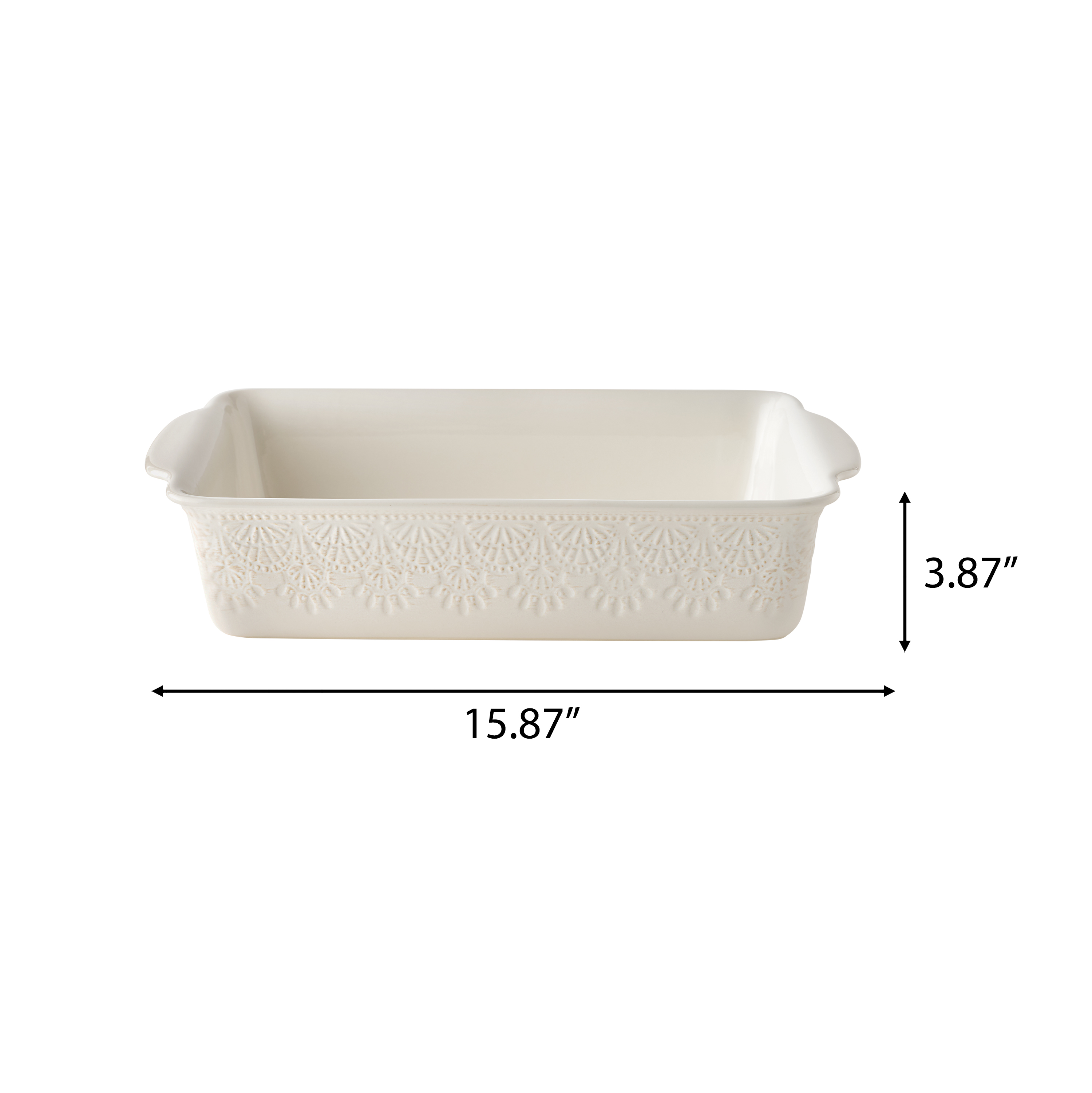 The Pioneer Woman Vintage Lace 9” x 13” Ceramic Casserole Dish, Baking Dish with Lid, Linen