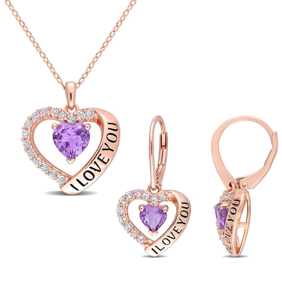 Everly Women's Amethyst and Topaz Rose Gold Plated Earrings