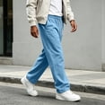 thumbnail image 4 of Men's Baggy Sweatpants Wide Leg Athletic Sweat Pants Elastic Drawstring Waist Open Bottom Joggers with Pockets, 3XL, 4 of 7