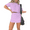 Purple, variant on Short Skirt Sets for Women Casual Tee Skort Set Summer Solid Color Drawstring Sweat Skirt Sets S-3XL