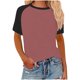 thumbnail image 2 of mfyjkho Tops Elegantes Para Mujer, Suéter De Cuello Redondo Y Manga Corta Con Estampado En Contraste Para Mujer. Tops Para Hacer Ejercicio S, 2 of 5