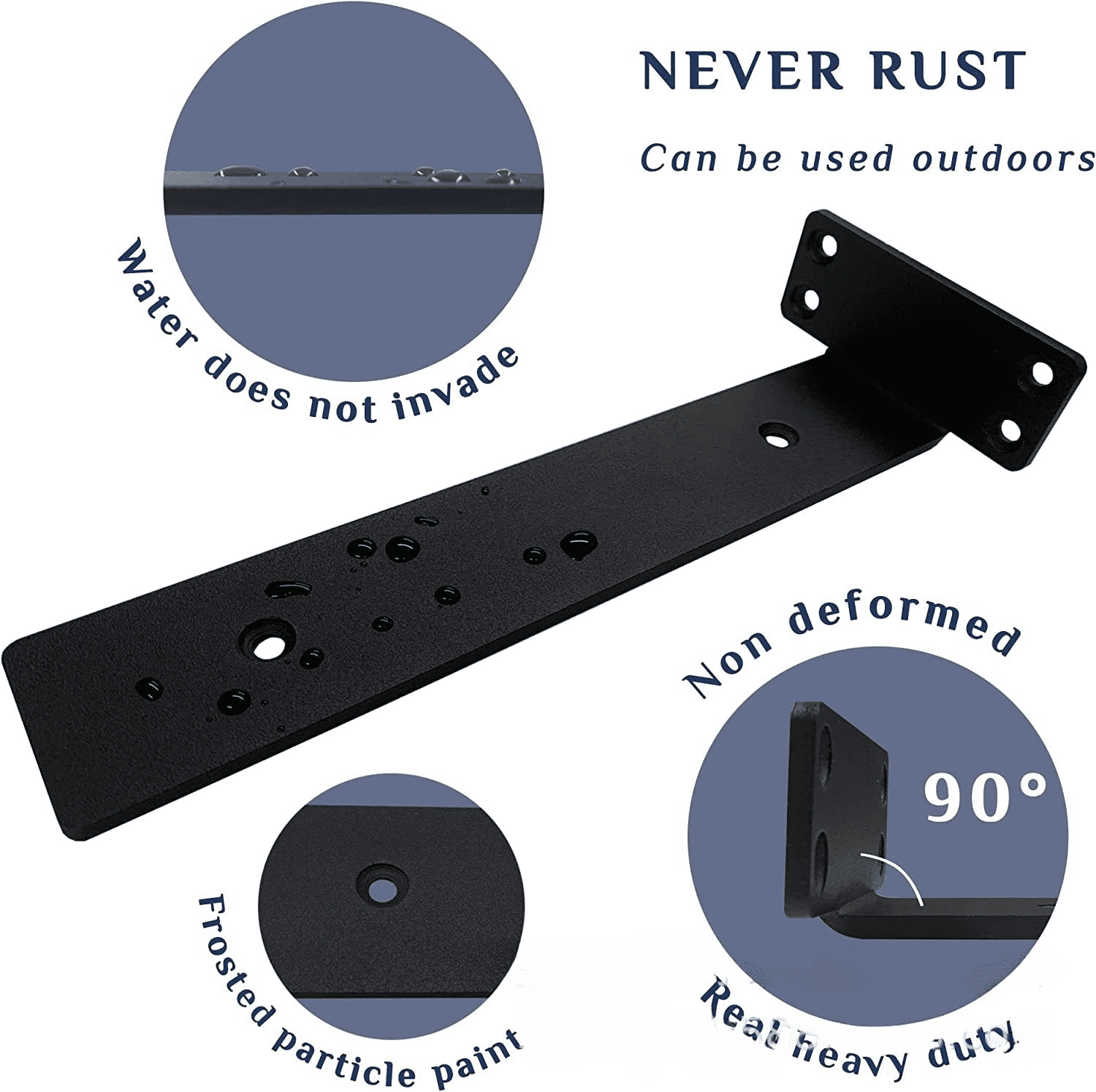 Senya Heavy Duty Floating Shelf Bracket (8 inch-4 Pack) with (3.5mm or 5mm-Thick) Metal Black, Holds 160+lb, Powder Coated, Complete Mounting Hardware, Easy Install, Clear Instructions