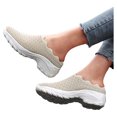 thumbnail image 5 of Gvdentm Womens Walking Shoes Sock Casual Ladies Fashion Sneakers Womens Shoes Casual Mesh Sneakers for Women Wide Width Z01-Beige,7.5, 5 of 5