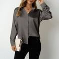 thumbnail image 5 of Otntypg Satin Blouses for Women Silk Button Down Shirts Dressy Casual Long Sleeve Shirt Elegant Ladies Business Office Work Tunic Tops Dark Gray L, 5 of 7